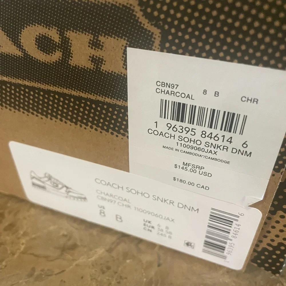 COACH NIB Women’s Charcoal SoHo Denim Sneakers Size 8 - Picture 4 of 17